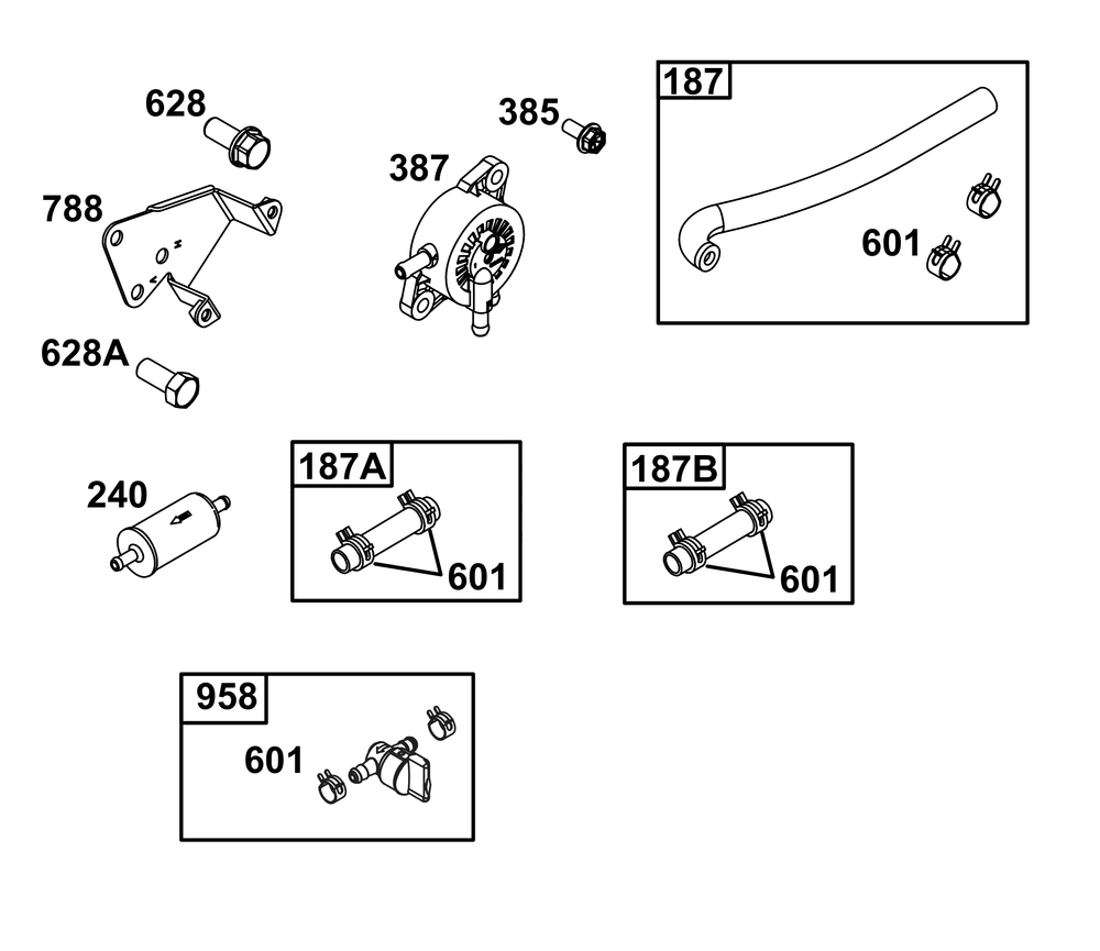 Fuel Supply Group Diagram and Parts List for 305446-0619-B5 200000 - 399999 Briggs and Stratton Engine